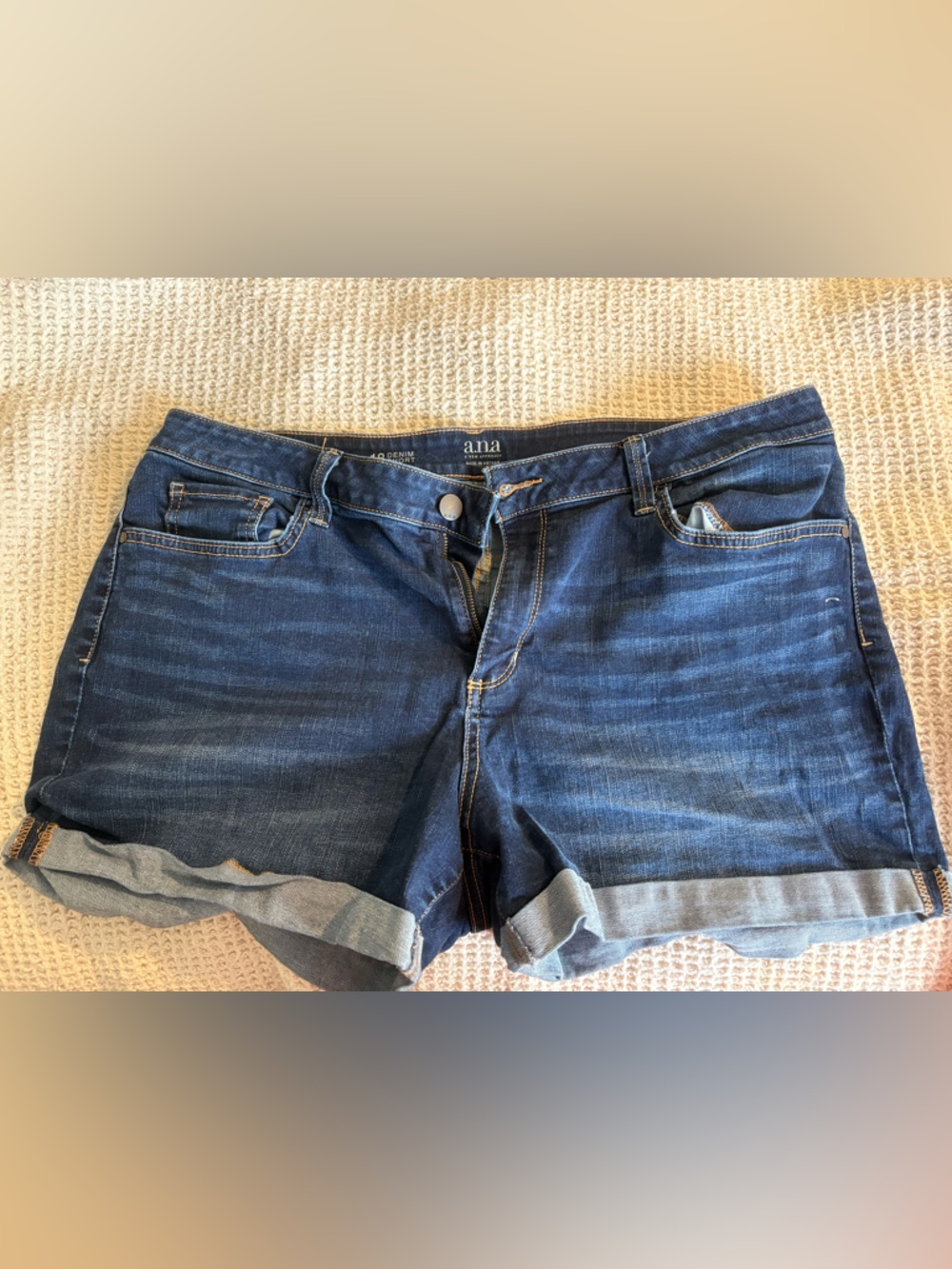 a.n.a Dark Blue Denim Shorts with Contrast Stitching